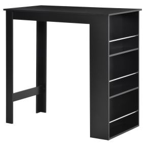 Mesa alta de bar moderna con 3 estantes laterales 112x57x106 cm negro