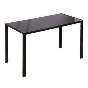 Mesa de comedor de cristal rectangular para 4-6 personas con patas de metal 120x60x75 cm negro