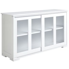 Aparador de cocina moderno apilable con 2 puertas corredizas de vidrio y estante ajustable blanco 107x33x62,5 cm