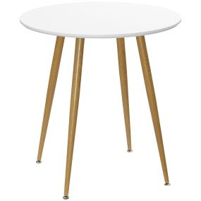Mesa de comedor redonda para 2 personas estilo nórdico con encimera mate y patas de metal blanca Ø72x75 cm carga 80 kg
