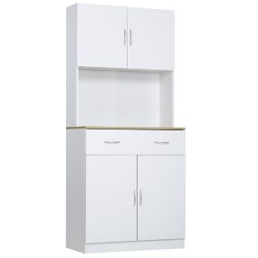 Alacena de cocina auxiliar con puertas, cajón y estantes ajustables antivuelco 80x40x180 cm blanco