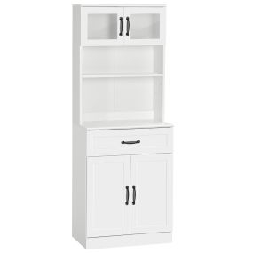 Alacena de cocina buffet con 4 puertas, cajón y estantes ajustables 60x38x161 cm blanco