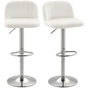 Juego de 2 taburetes de bar altos giratorios 81 cm tapizados en terciopelo crema