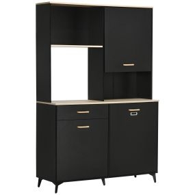 Alacena de cocina aparador con 1 cajón, 3 puertas y almacenamiento abierto 119x41x180 cm negro