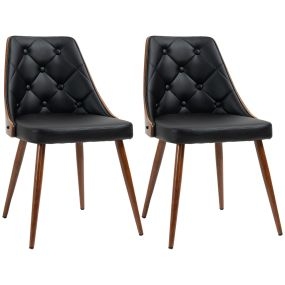 Pack de 2 sillas de comedor modernas tapizadas en PU con patas de acero negras 50,5x59x82 cm