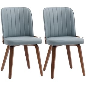 Pack de 2 Sillas de Comedor Modernas Sillas de Cocina con Tapizados en PU y Patas de Madera para Salón Dormitorio Carga 120 kg 47,5x57x85 cm Gris