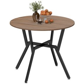 Mesa de comedor redonda para 2 personas, estilo industrial, acero, 90x90x76 cm, marrón y negro