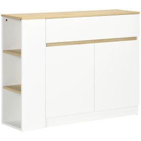 Aparador blanco de cocina con 2 puertas, cajón y 3 estantes abiertos 110x29,5x82 cm