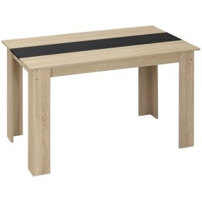 Mesa de comedor rectangular moderna para 4-6 personas, 120x69x75 cm, roble y negro