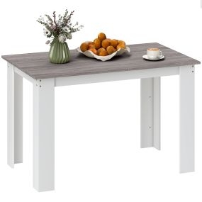 Mesa de comedor rectangular moderna para 4-6 personas 120x69x75 cm gris y blanco