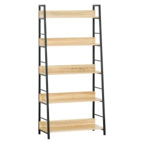 Estantería librería de 5 niveles con marco de metal 70x35x149,5 cm natural