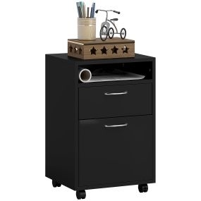 Cajonera de oficina móvil con cajón y gabinete, soporte de impresora, 40x35x60 cm, negro