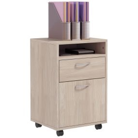 Cajonera de escritorio con ruedas y archivador móvil 40x35x60 cm roble
