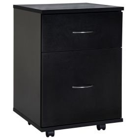 Cajonera archivador de madera móvil con ruedas y 2 cajones 41x39x58 cm negro