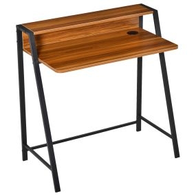 Escritorio de ordenador 84x45x85 cm de madera y metal nogal estilo moderno para oficina y estudio