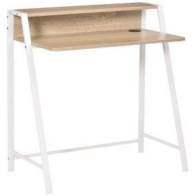 Escritorio Mesa de Ordenador 84x45x85 cm con Encimera de Madera y Patas de Metal Estilo Moderno para Oficina Estudio Dormitorio Carga 20 kg Roble