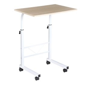 Mesa auxiliar con ruedas y altura ajustable para sofá u oficina 60x40x68-78 cm blanco