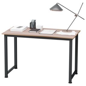 Mesa de escritorio moderna con marco de acero y pies ajustables 120x60x76 cm negro