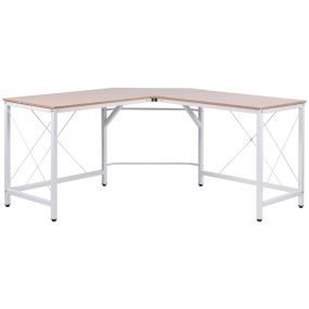 Escritorio esquinero en L moderno con marco de acero 150x150x76 cm roble carga 70 kg