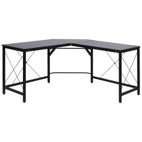 Escritorio esquinero en L moderno con marco de acero 150x150x76 cm negro carga 70 kg