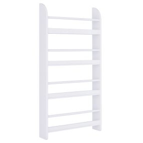 Estantería de pared para libros con 4 estantes, librería infantil, 59x12x113 cm, blanco