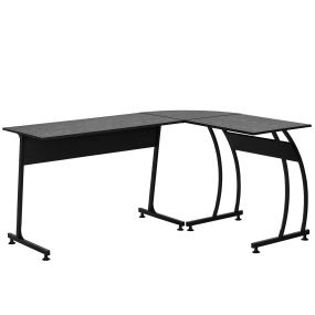 Mesa de computadora en L para estudio y oficina minimalista moderna 112,5x152x74 cm negro