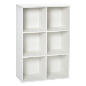 Librería de 3 Niveles, Estantería para Libros con 6 Cubos de Almacenaje, para Sala de Estar, Dormitorio, Estudio, Oficina, 65,5x30x97,5 cm, Blanco