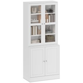 Vitrina armario de libros con 4 puertas y estantes ajustables 76x40x178,5 cm blanco