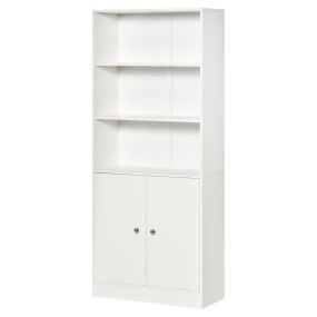 Estantería librería con 3 compartimentos abiertos y 1 armario con estante ajustable 70x29,5x167 cm blanco