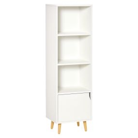 Estantería para libros con 3 estantes abiertos y cajón 40x30x129,5 cm blanco