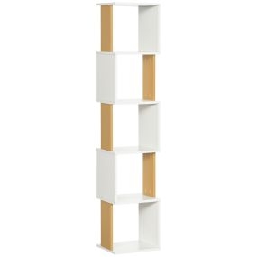 Estantería librería en forma S con 5 estantes abiertos 33x28x161 cm blanco carga 100 kg
