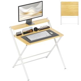 Escritorio plegable con estante abierto 86x66x82 cm natural