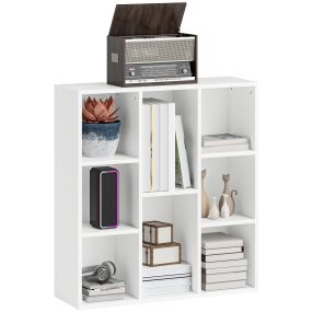 Librería de 3 niveles con 8 compartimentos diseño vertical u horizontal 74,3x24x80 cm blanco