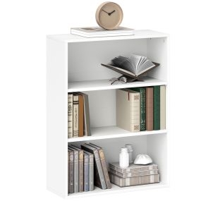 Librería de 3 niveles con 2 estantes ajustables 60x24x80 cm blanco