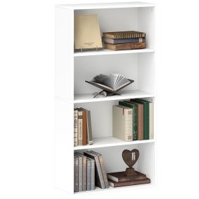 Librería de 4 niveles con 2 estantes ajustables 60x24x115,5 cm blanco
