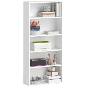Librería de 5 niveles con 3 estantes ajustables 60x24x133,5 cm blanco
