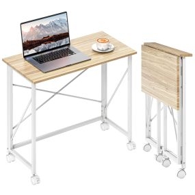 Escritorio plegable con ruedas 80x40x75 cm natural para casa y oficina