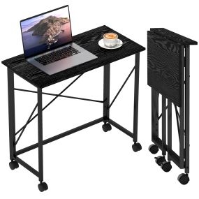 Escritorio plegable con ruedas 80x40x75 cm negro para casa y oficina