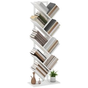 Librería en forma de árbol de 9 niveles de acero blanca 50x24x136 cm