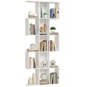 Estantería de 5 niveles en forma de S 80x24x200 cm blanca