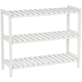 Zapatero de 3 niveles de madera blanco para 9 pares 70x26x57,5 cm