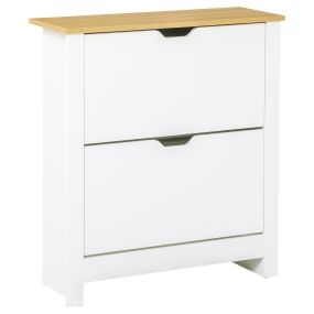 Zapatero estrecho de entrada para 12 pares con cajones abatibles y estantes ajustables 72x26x80 cm blanco