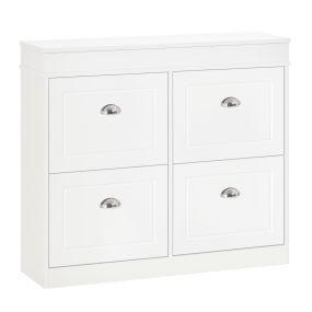 Mueble zapatero estrecho de 4 puertas con estantes ajustables y extraíbles 98x24x83 cm blanco