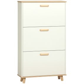 Armario zapatero estrecho moderno con 3 cajones abatibles y estante ajustable 70x23,5x122 cm blanco