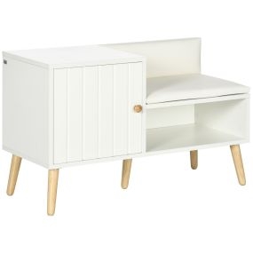 Banco zapatero con asiento cojín y estante abierto para 4 pares de zapatos 80x33x49 cm blanco
