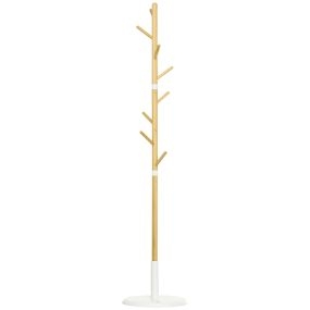 Perchero de pie de bambú con 8 ganchos Ø37,8x175,6 cm natural