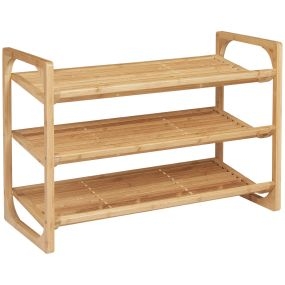 Zapatero de bambú de 3 niveles 76x33x51 cm natural para 9 pares