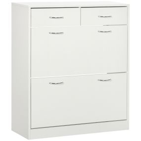 Mueble zapatero estrecho para entrada con 2 cajones abatibles y 2 extraíbles, blanco 80x30x91,5 cm