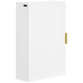 Armario de baño de pared moderno suspendido con asa de acero y estantes ajustables 40x15x60 cm blanco