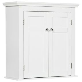 Armario de pared para baño o cocina con estantes ajustables y cierre magnético 58x24x60 cm blanco